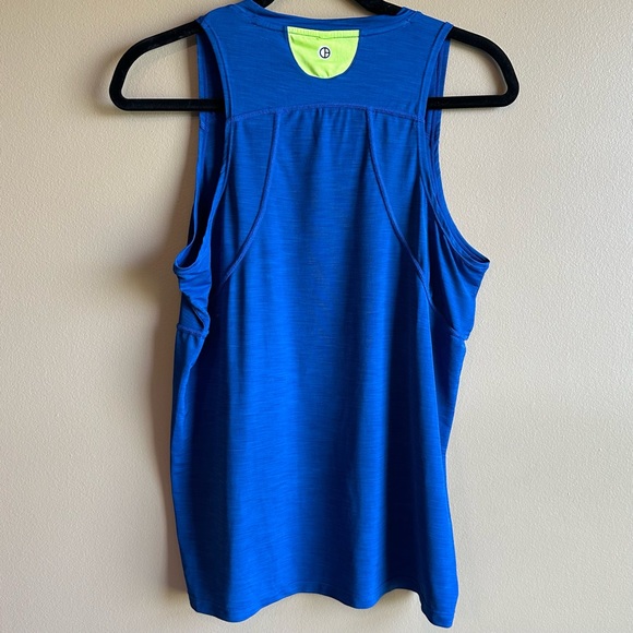 Objet d'Art Womens Tank Top Athletica Workout Gym Blue Neon Yellow Detail Size M - Picture 3 of 12